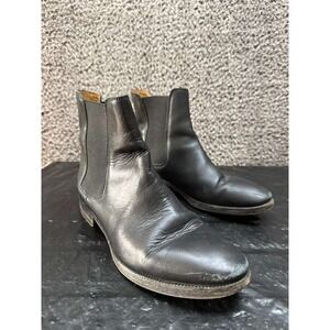 Acne Studies Leather Pull On Heeled Chelsea Ankle Boots Black Womens Size 39 EU